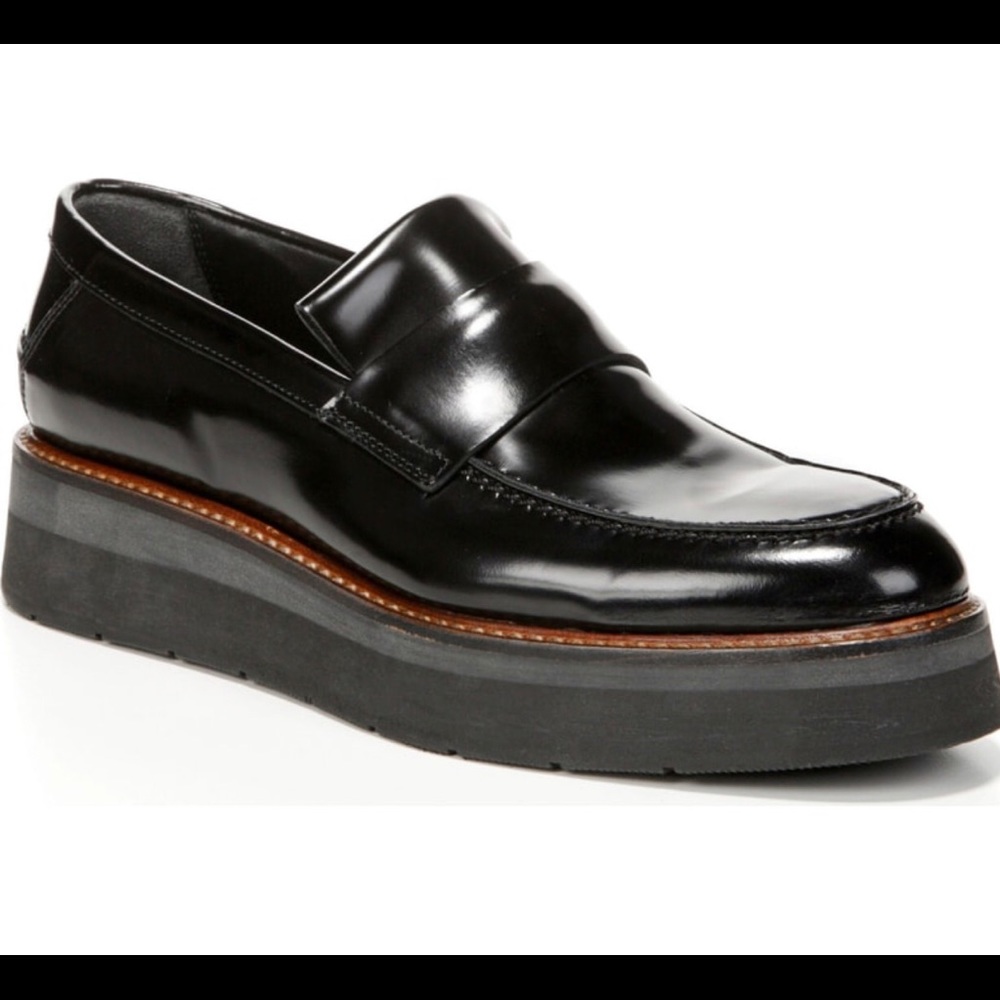Vince Dorsey Glossed-leather Platform Loafers
